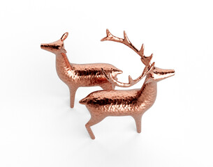 Copper Reindeer Doe and Deer Christmas Statue