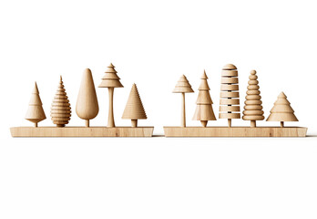 Wooden Carved Christmas Pine Tree Ornaments
