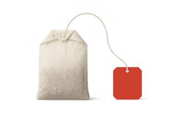 Tea bag with blank red tag for branding