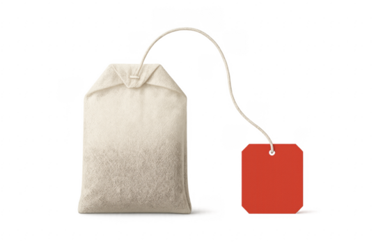 Tea bag with blank red tag for branding