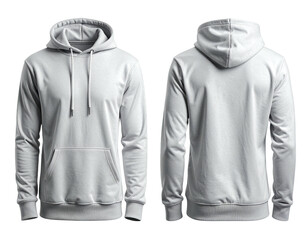 Blank light gray hoodie, front and back views (5)