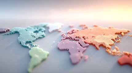 Macro Shot of a Glowing Holographic World Map with Cinematic HDR Lighting