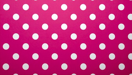 A close-up shot showcasing a vibrant, pink background adorned with a repeating pattern of perfectly aligned, white polka dots