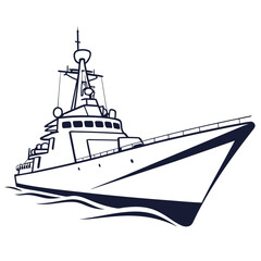 Fototapeta premium Illustration of a navy warship, showcasing its powerful presence and maritime capabilities, symbolizing naval strength, defense, and strategic importance