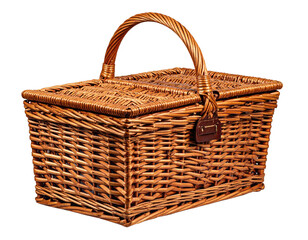 Rectangular wicker picnic basket with a top handle