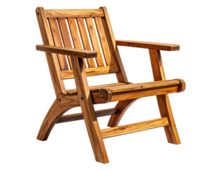 Wooden outdoor lounge chair, light brown,  with slatted back and arms