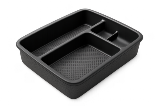 Black plastic car center console organizer tray
