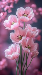 Delicate Dance of Pink Tulips: A Symphony of Soft Hues and Gentle Curves
