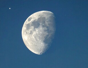 Half moon in a clear night sky