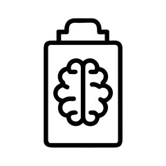 Outline Icon of a Battery with a Brain Inside energy power futuristic silhouette vector icon