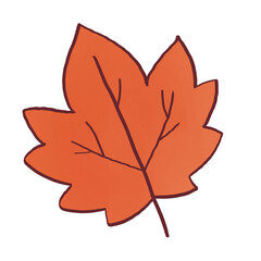 Cute Orange Red Autumn Leaf for Fall Season Illustration