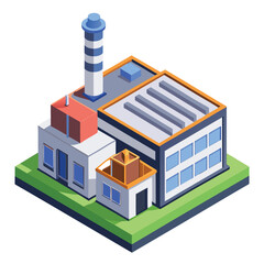Detailed icon of a factory with a single smokestack, symbolizing industry, manufacturing, production, business, industrialization, and commercial power easily.