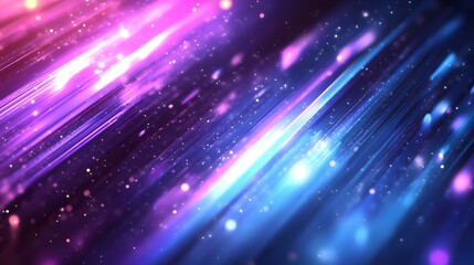 Vibrant diagonal streaks of light in a dynamic display of glowing, vibrant hues, with shimmering particles, producing a captivating abstract background.