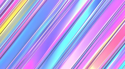 A vibrant abstract design features diagonal stripes of iridescent, pastel colors, creating a dynamic and visually captivating pattern.