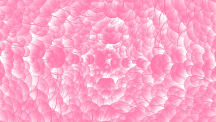 Abstract pink and white circular pattern with organic bubbles and petal shapes