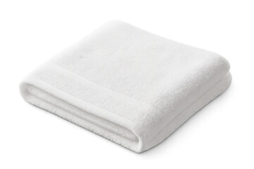 White fluffy towel folded, transparent background