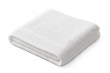 White fluffy towel folded, transparent background