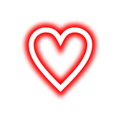 A glowing red heart shape with a white interior, isolated on a white background, symbolizing love and affection.