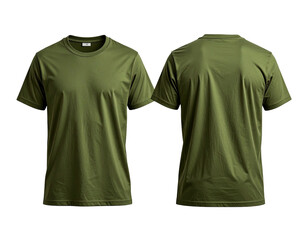 Front and back view of a plain olive green t-shirt (7)