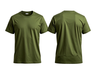 Front and back view of a plain olive green t-shirt (7)