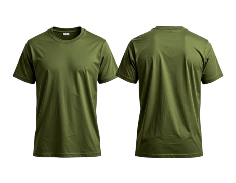 Front and back view of a plain olive green t-shirt (7)