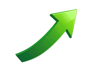 Bright green upward curving arrow