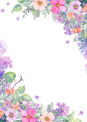 Watercolor flowers background vector for design.