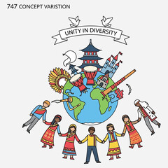 Unity in Diversity Cultural Harmony Around the World Illustration