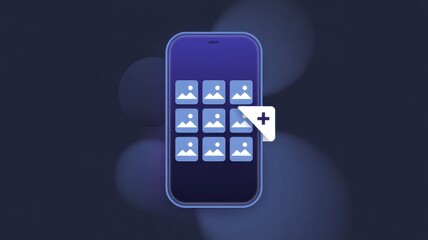 Smartphone Gallery: A modern smartphone interface displays a gallery of images, highlighting the ease of organizing and adding content in a visually appealing way.