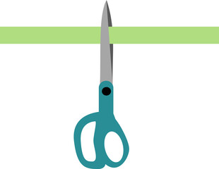 ハサミでテープを切るイラスト