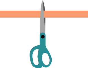 ハサミでテープを切るイラスト