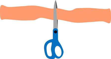 ハサミでテープを切るイラスト