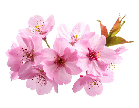 Delicate cluster of pastel pink cherry blossoms