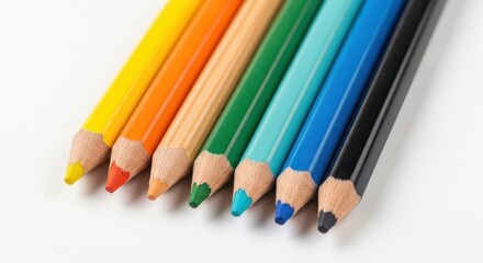 Naklejka premium A Collection of Vibrant Colored Pencils on a White Surface