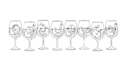 Vector art of set of wine glasses