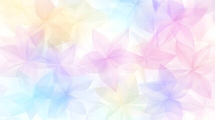 A delicate design of translucent flowers in pastel hues creates a soft, airy backdrop.