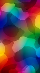 A vibrant abstract design showcases a dynamic interplay of blended colors and flowing shapes.