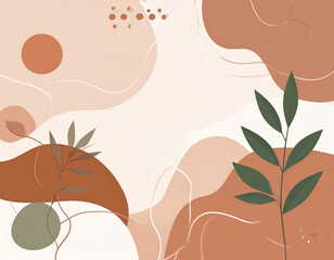Minimalist Abstract Organic Shapes Composition in Earthy Tones