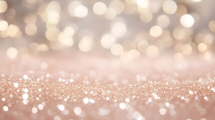 A soft, elegant backdrop of rose gold glitter, overlaid with a gentle bokeh of warm, diffused light.