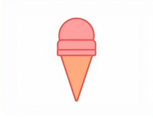 Simple Pink Ice Cream Cone Cartoon Illustration For Summer Treats