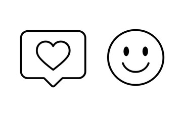 Simple icons representing love and happiness in a minimalist design