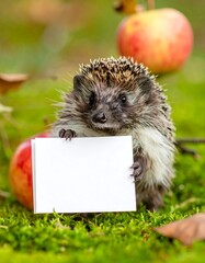 Hedgehog holding a blank sign