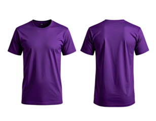 Front and back view of a vibrant purple t-shirt (3)