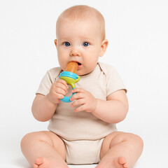 baby with bottle of milk