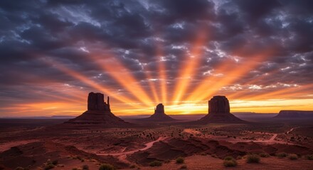 Sunrise over monument valley buttes