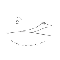 Black and White Mountain Illustration Image in Minimalist Line Art Style, Clean and Elegant Design