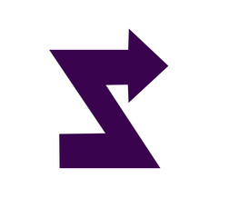 purple zigzag arrow icon white background