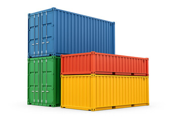 cargo containers isolated on white