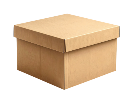 Square, light beige cardboard box with a lid