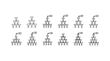 Vector art of champagne tower on white